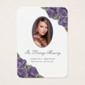 Carte de prière funéraire mémorial Argent Violet (Devant)