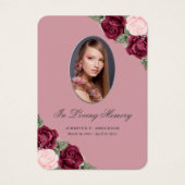 Carte de prière funéraire Mémorial en argent rouge (Devant)