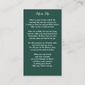 Carte de prière funéraire Memorial Eucalyptus Gree (Dos)