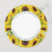 Carte de prière funéraire Mémorial Fleur de soleil (Devant)