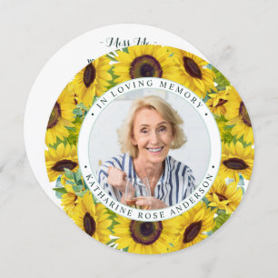Carte de prière funéraire Mémorial Fleur de soleil