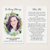 Carte de prière funéraire Memorial Floral Daisy (Devant & derrière)