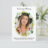 Carte de prière funéraire Memorial Floral Daisy Ph (Debout devant)
