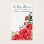 Carte de prière funéraire Memorial Floral Red Rose (Devant)