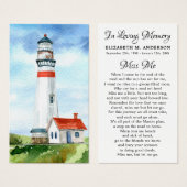 Carte de prière funéraire Memorial Lighthouse Pays (Devant & derrière)