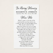 Carte de prière funéraire Memorial Lighthouse Pays (Dos)