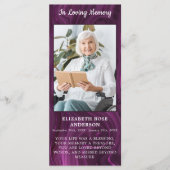 Carte de prière funéraire Memorial Marbre violet (Devant)