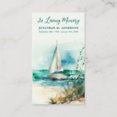 Carte de prière funéraire Memorial Sailboat Waterc (Devant)