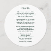 Carte de prière funéraire mémorial tournesol Eucal (Dos)