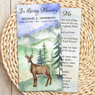 Carte de prière funéraire Memorial Woodland Deer H
