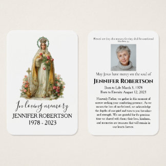 Carte de prière funéraire mémorielle catholique de