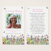 Carte de prière funéraire mémorielle florale à l'a (Devant & derrière)