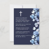 Carte de prière funéraire mémorielle florale bleue (Dos)