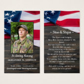 Carte de prière funéraire militaire Drapeau améric (Devant & derrière)