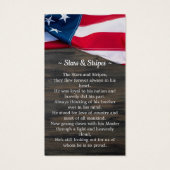 Carte de prière funéraire militaire Drapeau améric (Dos)