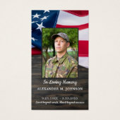 Carte de prière funéraire militaire Drapeau améric (Devant)