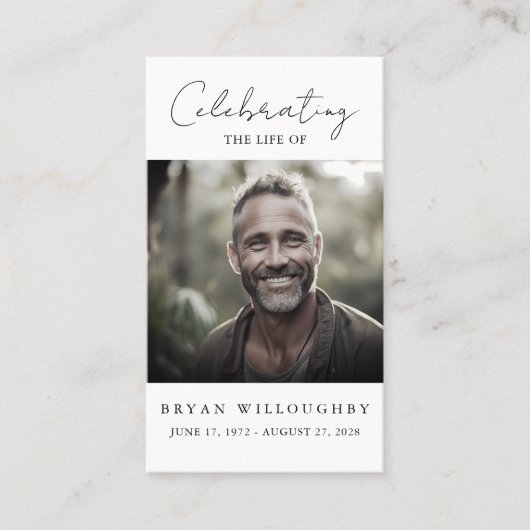 Carte de prière funéraire minimaliste moderne (Devant)