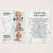 Carte de prière funéraire moderne 3 photos (Devant & derrière)