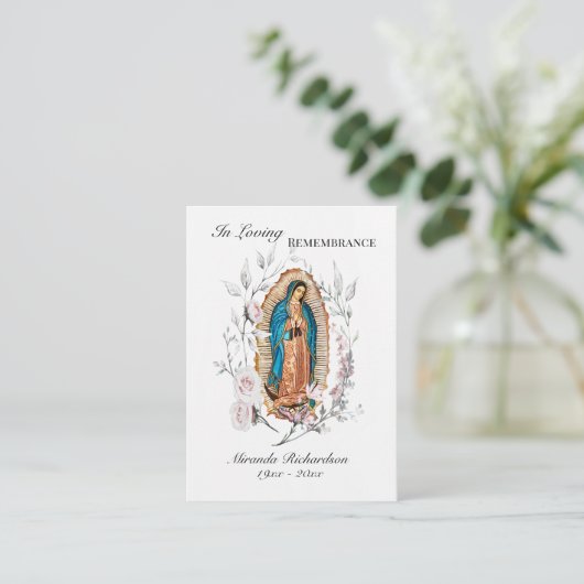 Carte de prière funéraire Notre-Dame de Guadalupe (Debout devant)