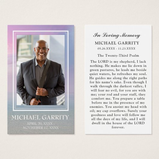 Carte de prière funéraire Ocean Sky (Devant & derrière)