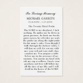 Carte de prière funéraire Ocean Sky (Dos)