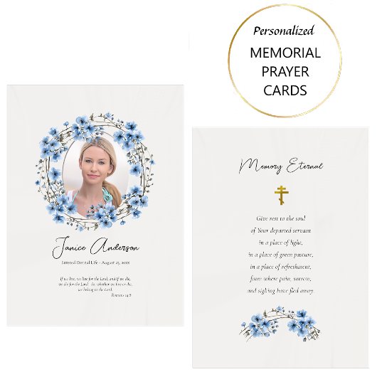 Carte de prière funéraire orthodoxe de la couronne