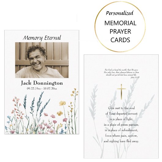 Carte de prière funéraire orthodoxe fleur sauvage 