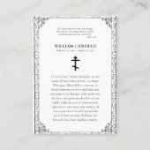 Carte de prière funéraire orthodoxe simple et élég (Dos)