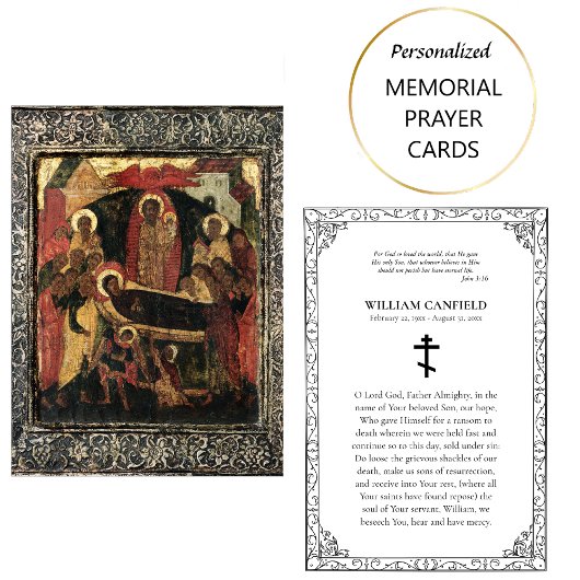 Carte de prière funéraire orthodoxe simple et élég