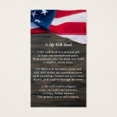 Carte de prière funéraire Patriotique (Dos)