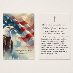 Carte de prière funéraire patriotique drapeau amér
