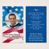 Carte de prière funéraire patriotique militaire (Devant & derrière)