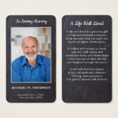 Carte de prière funéraire photo commémorative Rust (Devant & derrière)