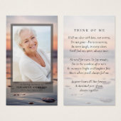 Carte de prière funéraire photo de l'océan coucher (Devant & derrière)