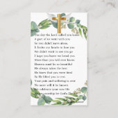 Carte de prière funéraire photo de verdure botaniq (Dos)