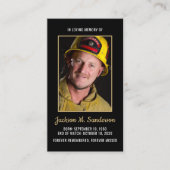 Carte de prière funéraire photo du pompier (Devant)