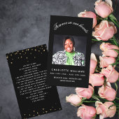 Carte de prière funéraire photo noire