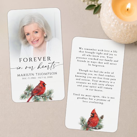 Carte de prière funéraire pour cardinal à jamais d