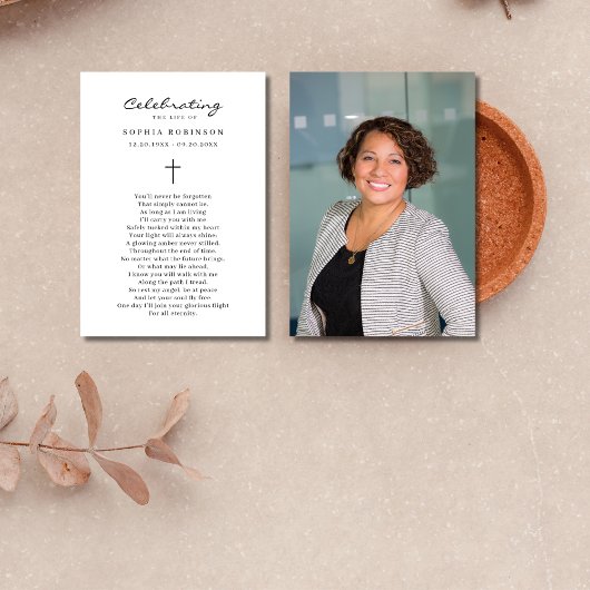 Carte de prière funéraire pour célébration de vie 