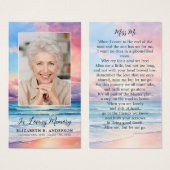 Carte de prière funéraire pour la commémoration de (Devant & derrière)