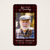 Carte de prière funéraire pour la photo de la Bour (Devant)