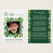 Carte de prière funéraire pour le Shamrock du mémo (Devant & derrière)