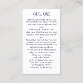 Carte de prière funéraire pour les oiseaux floraux (Dos)