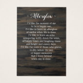 Carte de prière funéraire pour vétéran du mémorial (Dos)