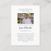 Carte de prière funéraire Rose à cadre décoratif e (Dos)