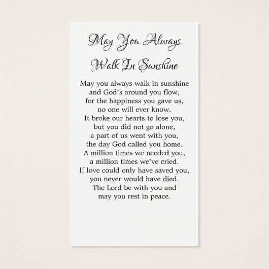 Carte de prière funéraire Rose du cardinal commémo (Dos)