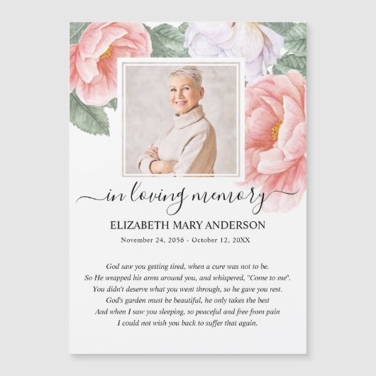 Carte de prière funéraire rose florale Sympathy (Devant)