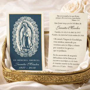 Carte de prière funéraire Rose Vierge espagnole
