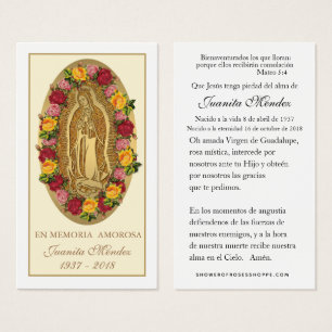 Carte de prière funéraire Rose Vierge espagnole