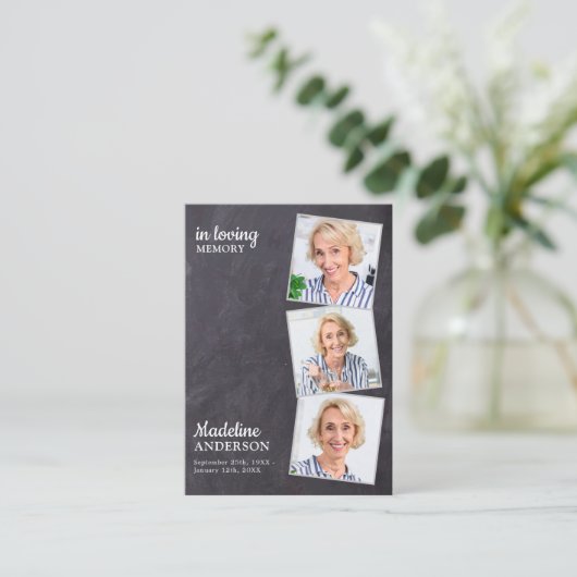 Carte de prière funéraire Rustique 3 Photo Ardoise (Debout devant)
